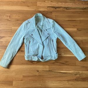 Blank NYC for Nordstroms Sea Foam Suede Moto Jacket